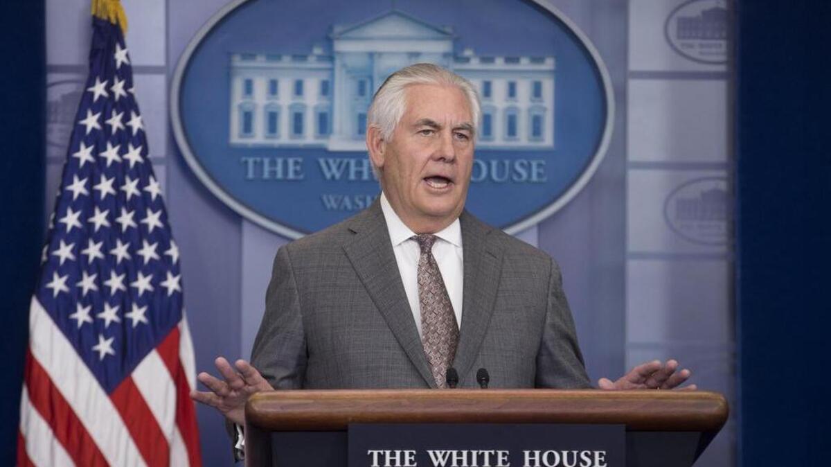 El secretario de Estado de EEUU, Rex Tillerson, ofrece una rueda de prensa el lunes 20 de noviembre de 2017, en la Casa Blanca en Washington, DC (EEUU).