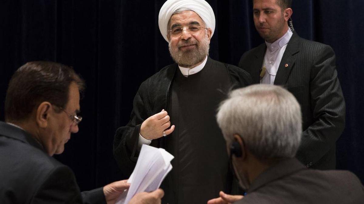 
El presidente de Irán Hassan Rouhani durante una conferencia en el Millennium Hotel en Manhattan, Nueva York.
