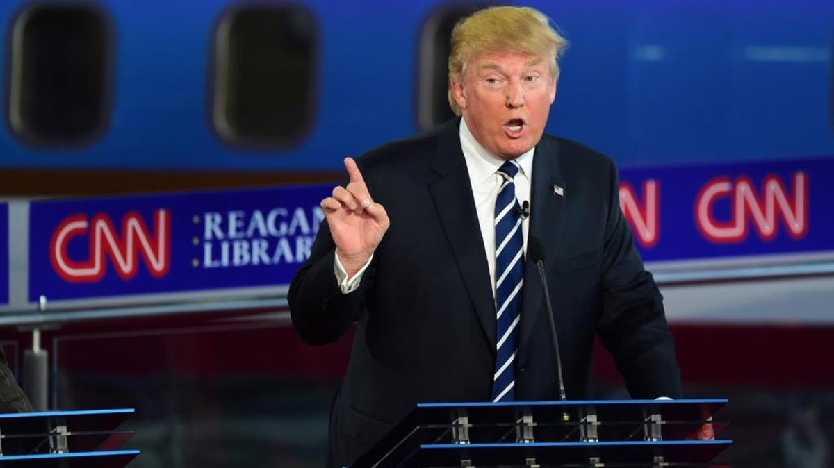 El precandidato presidencial republicano Donald Trump, durante el debate en CNN. 

