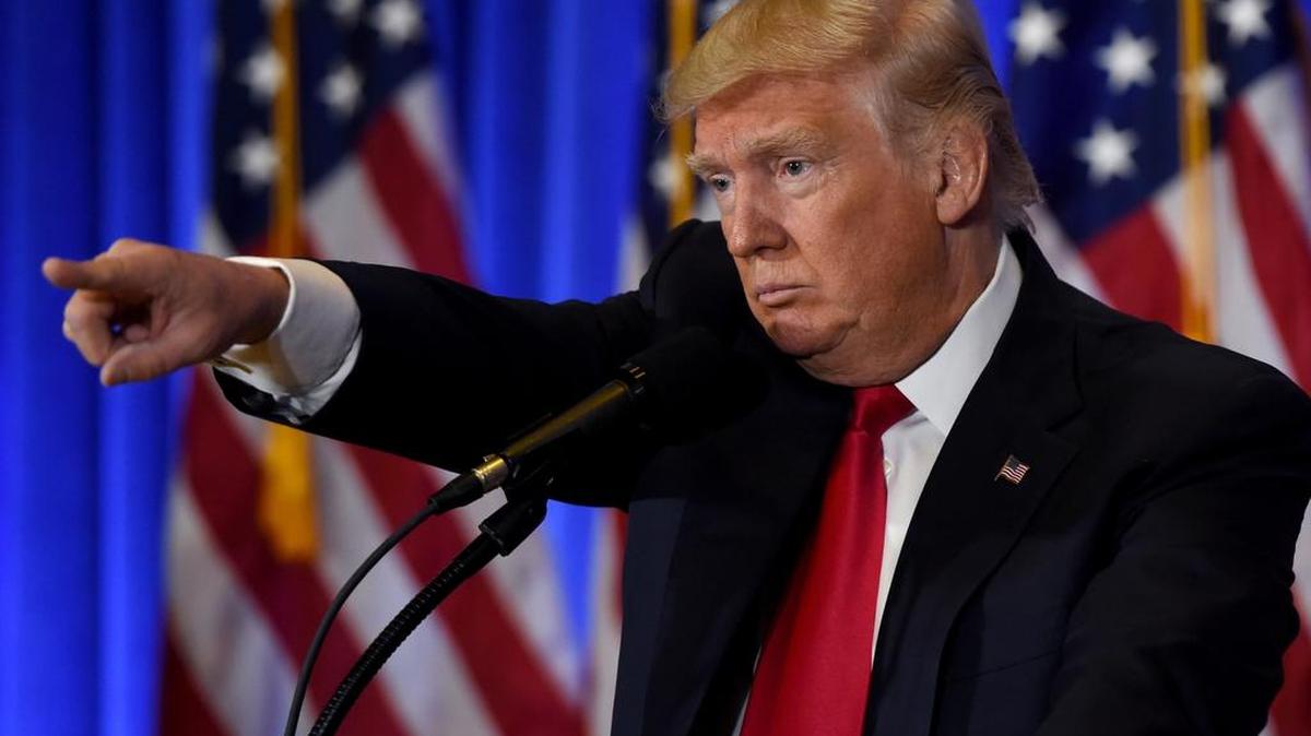 El presidente electo de Estados Unidos, Donald Trump durante una conferencia de prensa el 11 de enero de 2017 en Trump Tower en Nueva York.