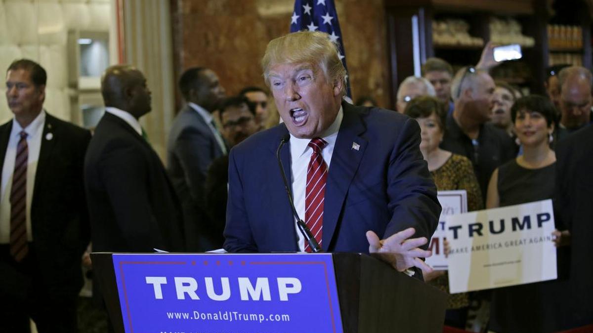 
El candidato republicano para las elecciones presidenciales del 2016, Donald Trump, ofrece una rueda de prensa en Nueva York, Estados Unidos, el 28 de septiembre del 2015.
