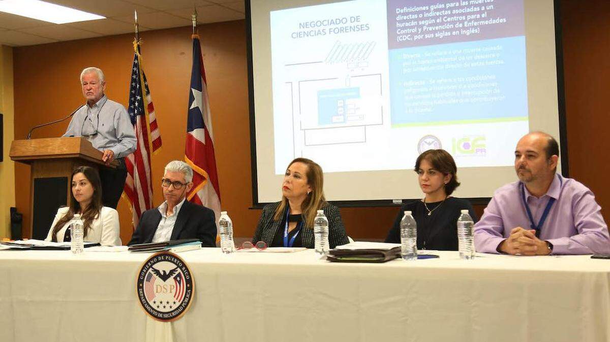 Conferencia de prensa encabezada por el Secretario de Seguridad Pública, Héctor Pesquera, para hablar sobre las muertes causadas por el huracán María.