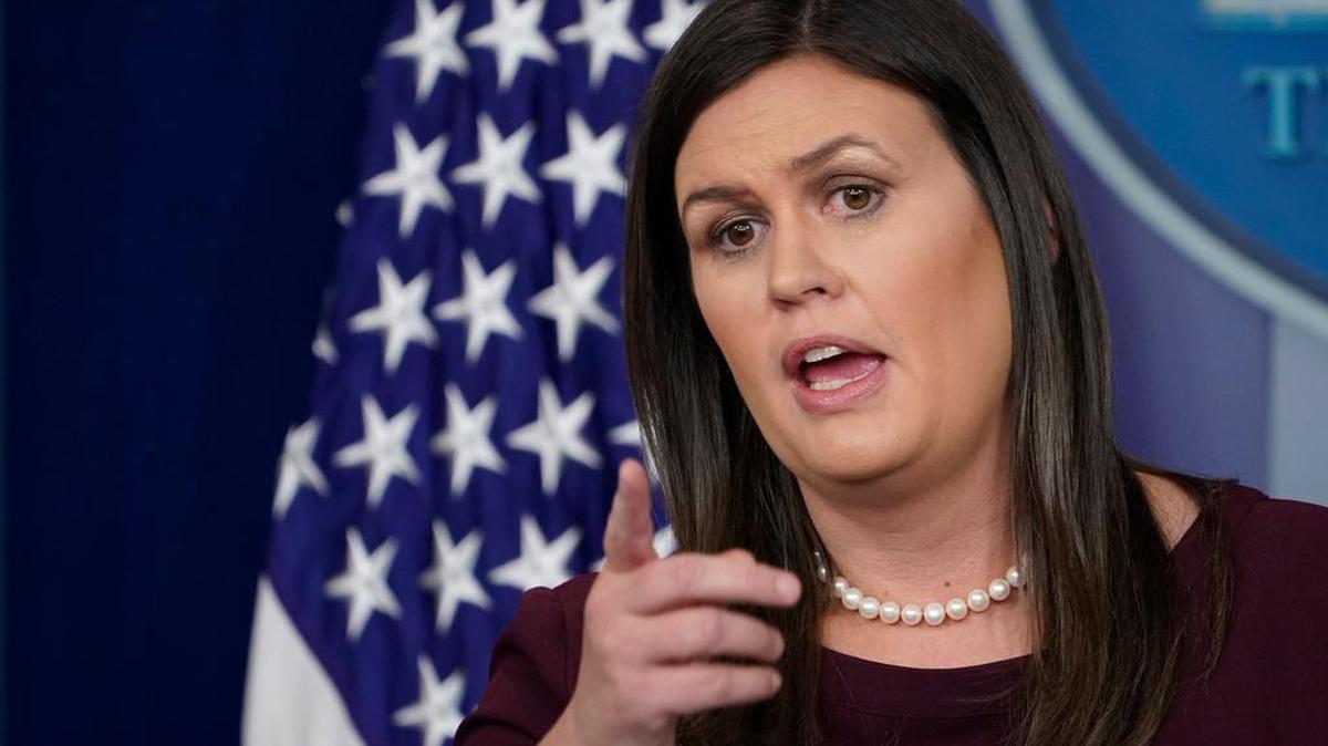 White House Press Secretary Sarah Sanders speaks during a briefing in the Brady Briefing Room of the White House on date} in Washington, DC. (Photo by MANDEL NGAN / AFP)MANDEL NGAN/AFP/Getty Images
