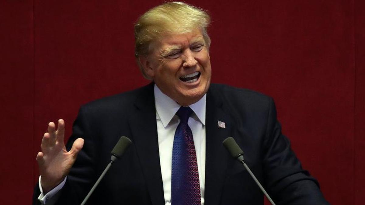 El presidente de EEUU, Donald J. Trump, da un discurso en la Asamblea Nacional en Seúl, Corea del Sur, hoy, miércoles 8 de noviembre de 2017, convirtiéndose en el primer presidente estadounidense hacerlo en 24 años.