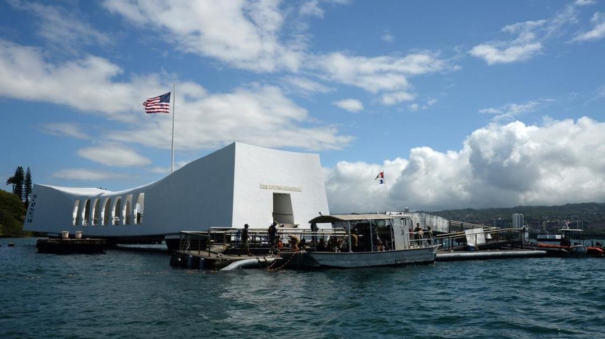 El Monumento al USS Arizona en Pearl Harbor, en el que perdieron la vida 1,177 oficiales y miembros de la tripulación.
