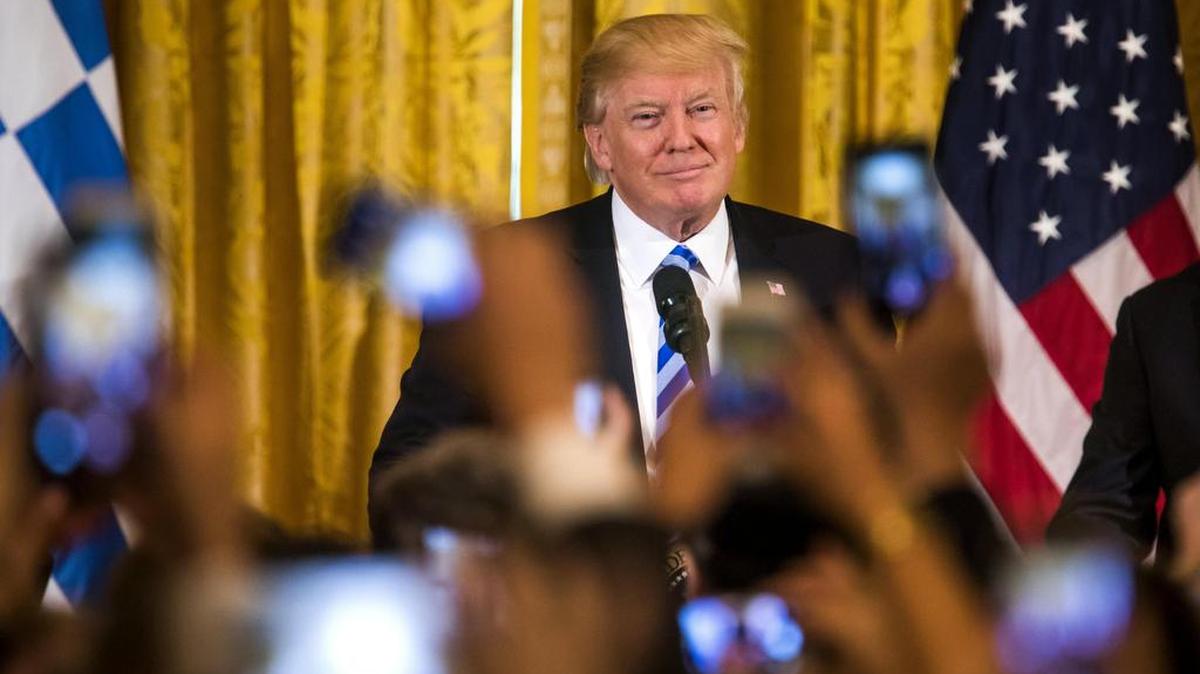 El presidente estadounidense Donald Trump durante las celebraciones del Día de la Independencia griega en la Casa Blanca en Washington, Estados Unidos el 24 de marzo de 2017.