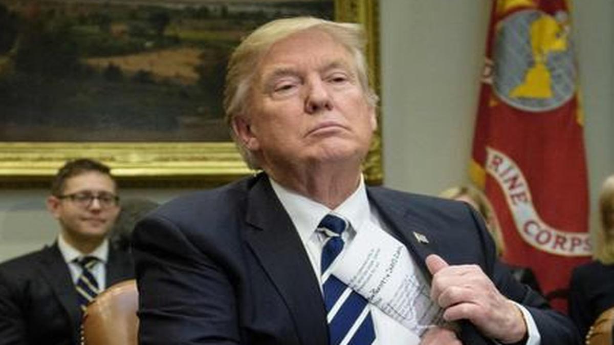 Presidente de los Estados Unidos Donald Trump durante en la Sala Roosevelt de la Casa Blanca.