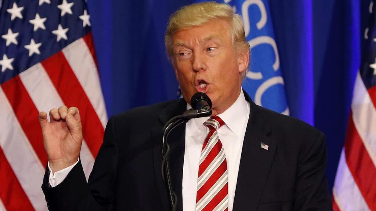 El candidato republicano Donald Trump en un evento de campaña de Wisconsin.