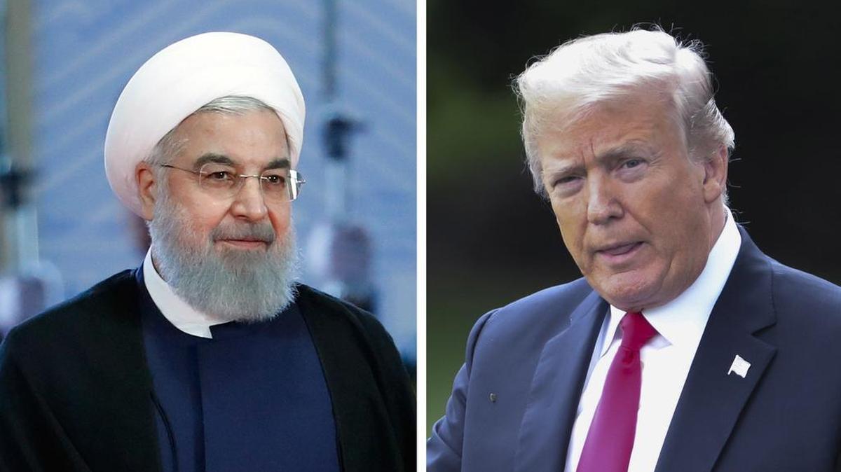  Combo de fotografías que muestran al presidente iraní, Hasán Rohaní (i), a su llegada a la Cumbre de la Organización de Cooperación de Shangai (OCS) el 10 de junio de 2018, y al presidente de los Estados Unidos, Donald J. Trump (d), antes de embarcar en el Marine One en la Casa Blanca en Washington DC (Estados Unidos) el 31 de julio de 2018.