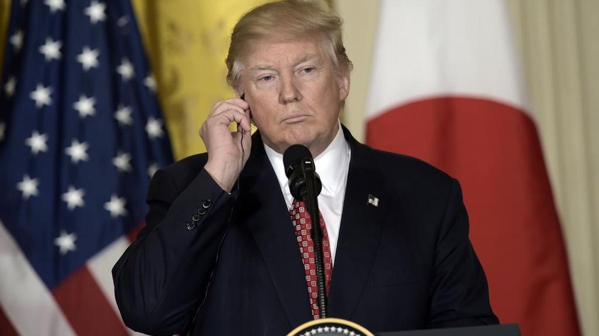 El presidente Donald Trump durante una rueda de prensa conjunta con el primer ministro japonés, Shinzo Abe, en la Casa Blanca.