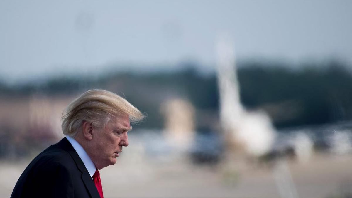El presidente estadounidense Donald Trump en Andrews Air Force Base, MD, el 22 de julio de 2017.