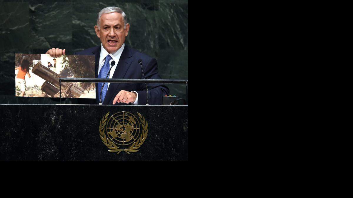 
El primer ministro israelí Benjamin Netanyahu durante su discurso el lunes en la Asamblea General de Naciones Unidas en Nueva York.
