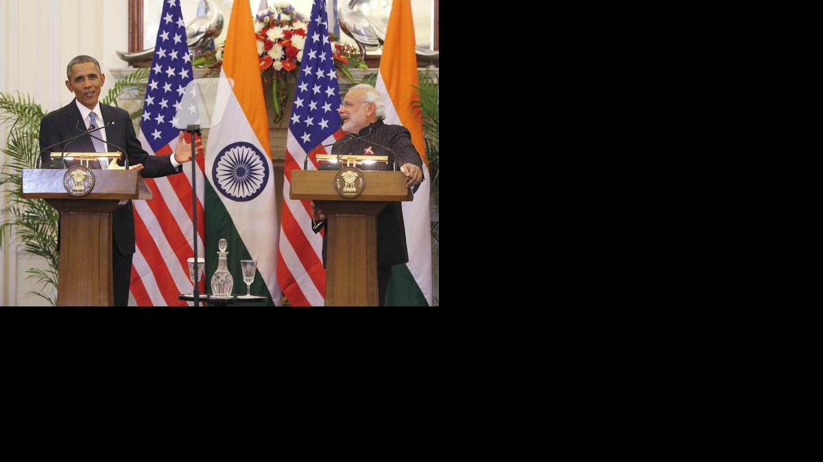 
El presidente Barack Obama durante el encuentro el domingo en Nueva Delhi con el primer ministro de la India Narendra Modi (der.).


