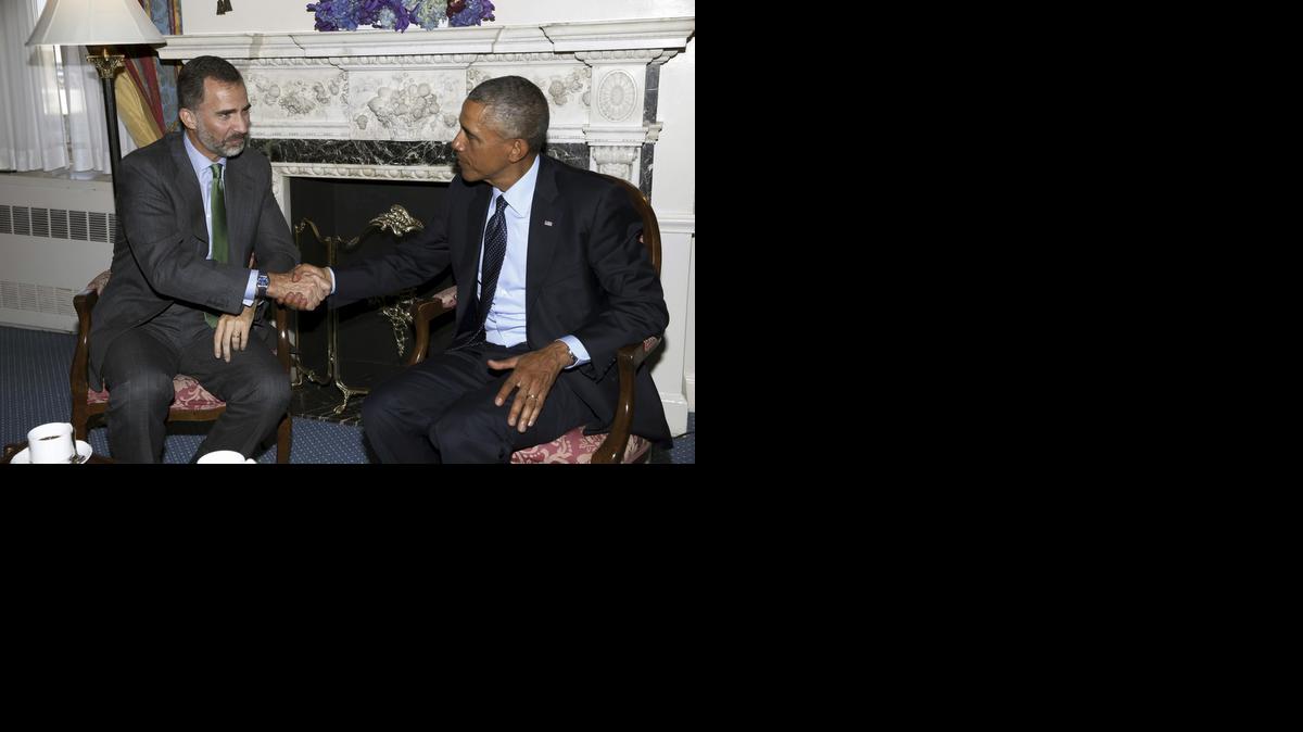 <cutline_leadin>El rey</cutline_leadin> Felipe VI durante la reunión que ha mantenido el martes con el presidente Barack Obama, en la segunda jornada de su visita a Nueva York, tras intervenir en la Cumbre sobre el Clima organizada en la sede de la ONU.