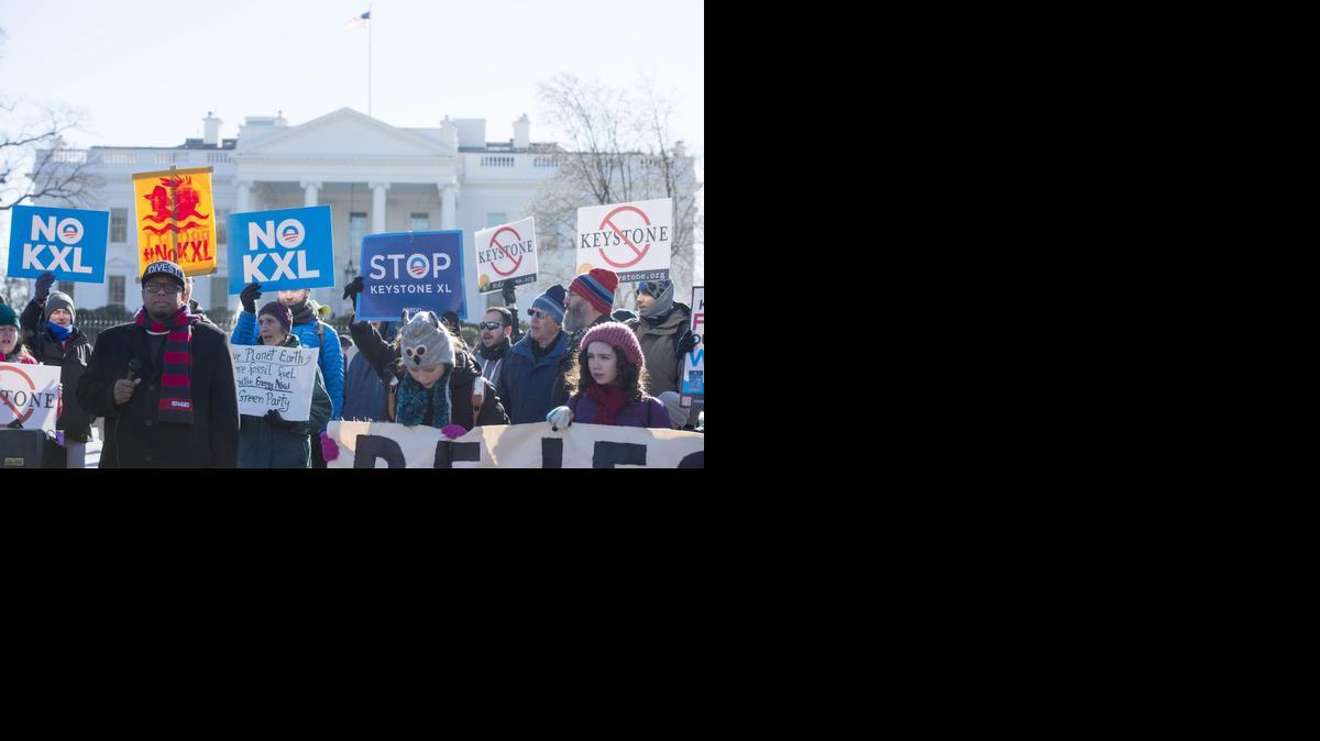 
Manifestantes protestan en Washington D.C. contra la construcción del oleoducto Keystone XL.
