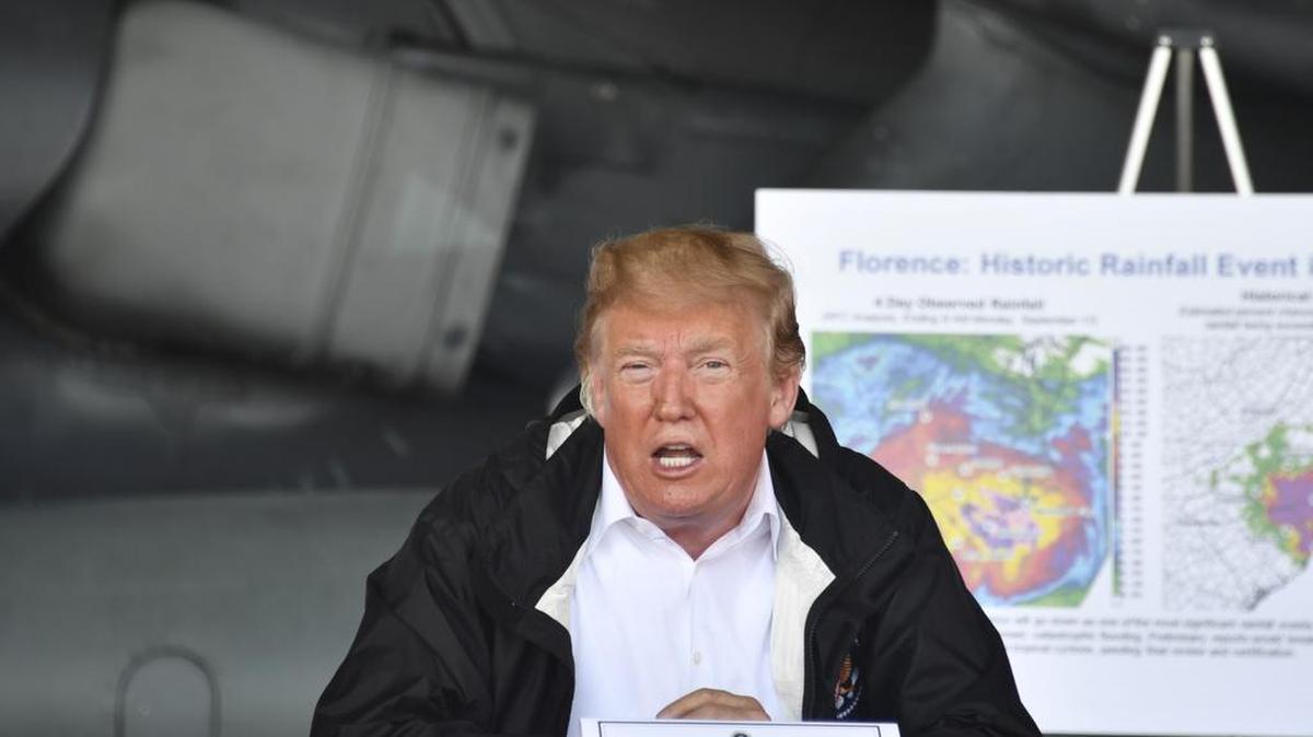 El presidente de EEUU, Donald Trump, habla en Marine Corps Air Station Cherry Point, Carolina del Norte, el 19 de septiembre de 2018.