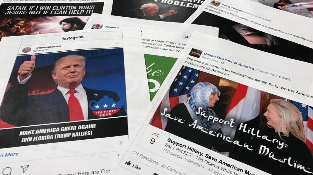Algunos de los anuncios de Facebook e Instagram vinculados a un esfuerzo ruso para interrumpir el proceso político estadounidense y alentar las tensiones en torno a cuestiones sociales divisivas, publicadas por miembros del comité de inteligencia de la Cámara de los Estados Unidos, el miércoles 1 de noviembre de 2017.