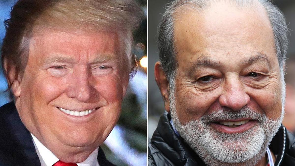 El presidente electo Donald Trump y el empresario mexicano Carlos Slim.