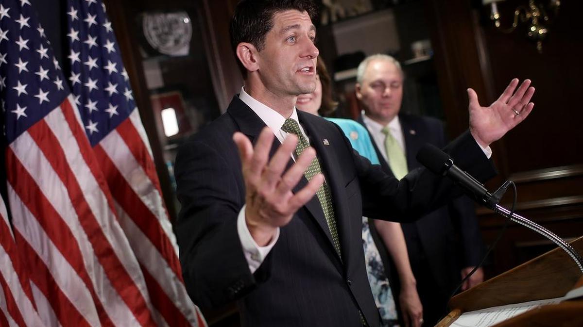 El presidente del Congreso, el republicano Paul Ryan responde preguntas durante una rueda de prensa el martes en Washington DC.