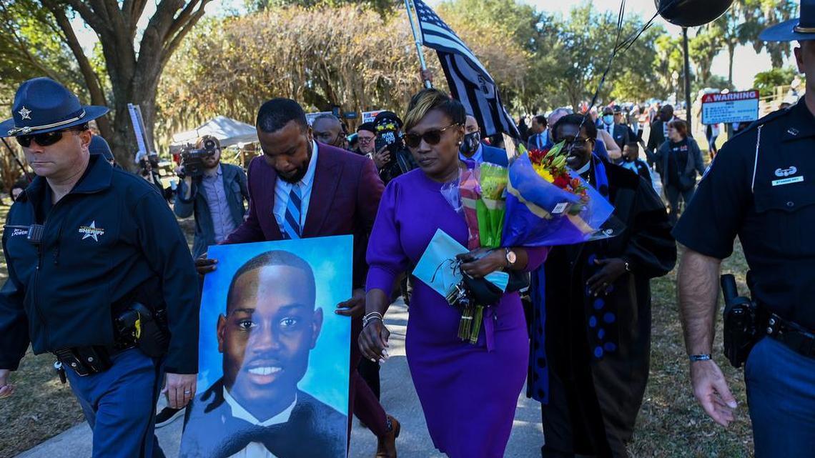 Wanda Cooper-Jones, Ahmaud Arbery’s mother, outside the Glynn County courthouse..