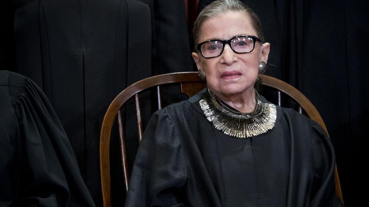FILE -- Justice Ruth Bader Ginsburg sits for a group photo with her fellow Supreme Court justices, in Washington, Nov. 30, 2018. Ginsburg, the second woman to serve on the Supreme Court and a pioneering advocate for women’s rights, who in her ninth decade became a much younger generation’s unlikely cultural icon, died of complications from metastatic pancreas cancer on Friday, Sept. 18, 2020. She was 87. (Todd Heisler/The New York Times)