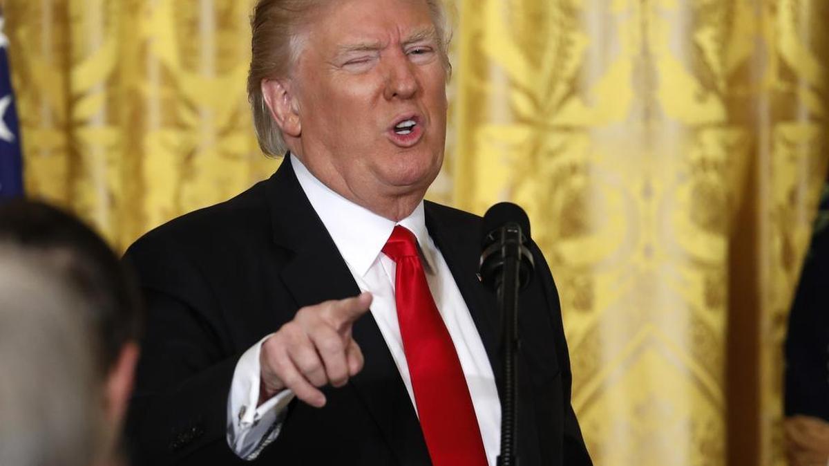 El presidente Donald Trump durante una conferencia de prensa el jueves en la Casa Blanca, Washington D.C.