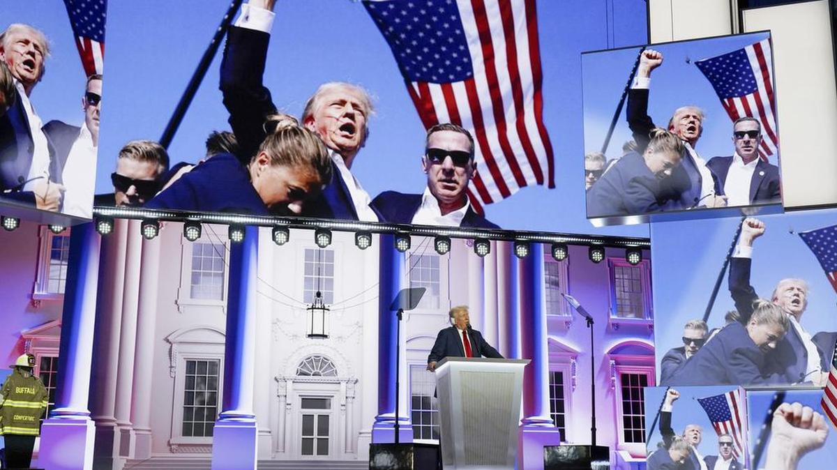 Donald Trump, pronuncia un discurso de aceptación el último día de la convención republicana en Milwaukee.