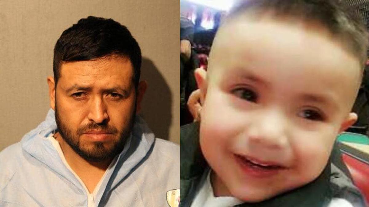 Rolando Ortiz tras su arresto (izq.) y una fotografía del pequeño Mateo García.