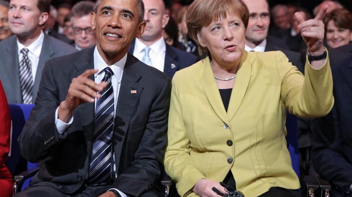 El presidente Barack Obama junto a la canciller alemana Angela Merkel el domingo en Hanover, Germany.