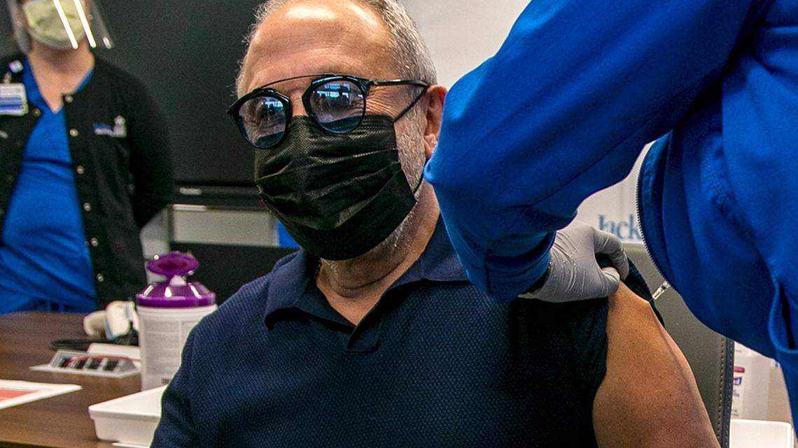 Music producer Emilio Estefan, 67, was among the first five Miami-Dade County residents to get the COVID-19 vaccine by RN Nadia Johnson at Jackson Memorial Hospital on Wednesday. Jackson Health System will receive nearly 15,000 doses of the Pfizer COVID-19 vaccine and is set to begin vaccinations for people 65 and older in Miami-Dade County. The vaccines are something to celebrate as 2021 begins.