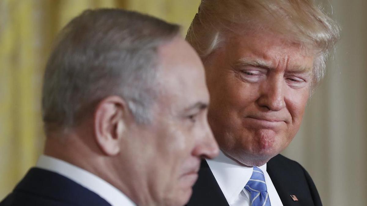El presidente Donald Trump y el primer ministro de Israel, Benjamin Netanyahu, durante una conferencia de prensa el 15 de febrero de 2017 en la Casa Blanca, Washington D.C.