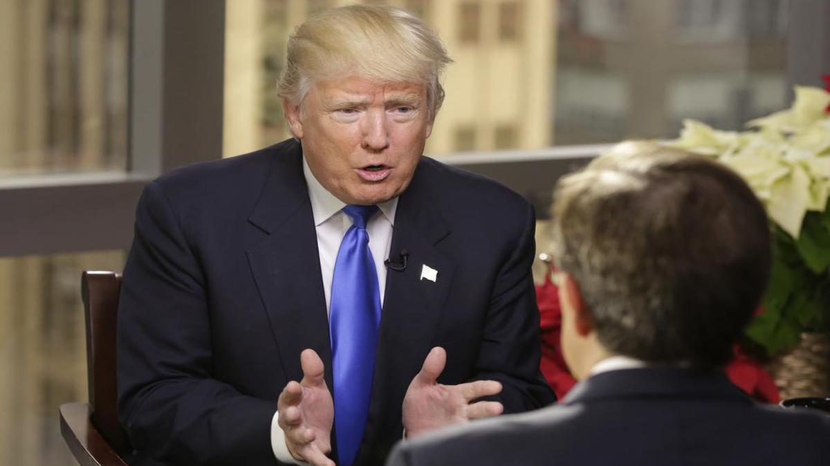El presidente electo Donald Trump, durante un entrevista con Chris Wallace de “Fox News Sunday”, filmada el sábado 10 de diciembre en Nueva York.