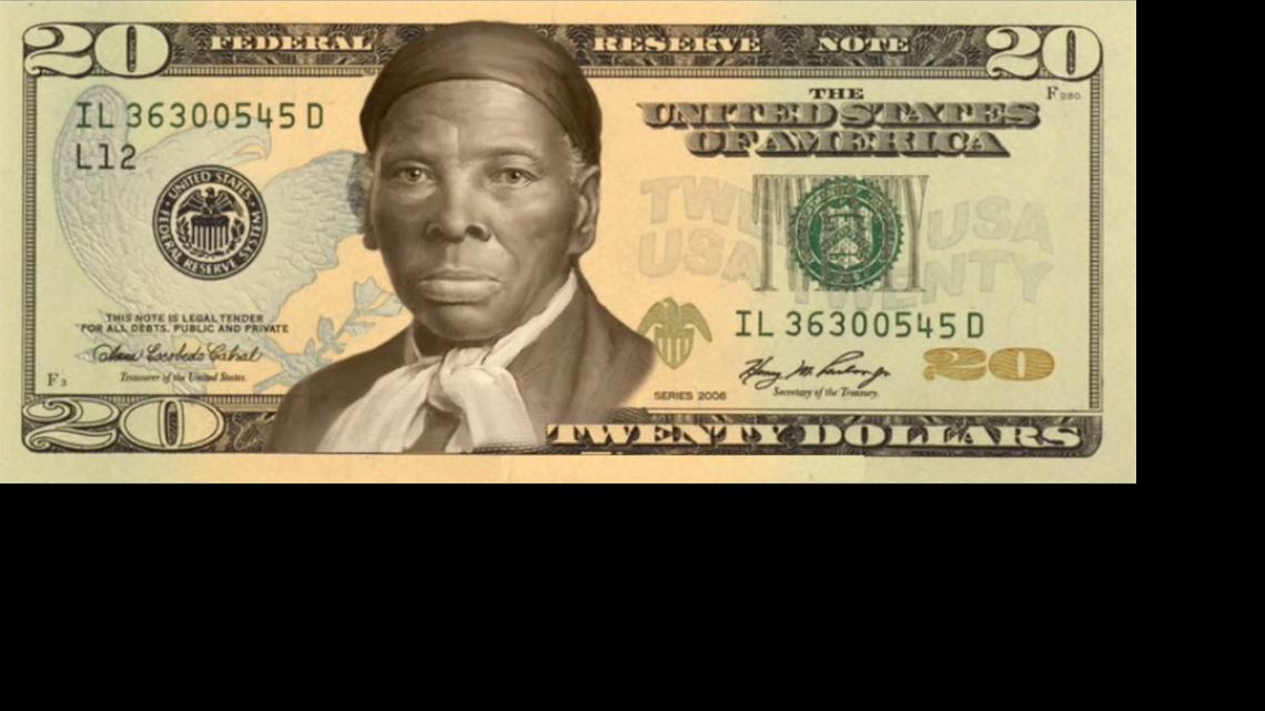 
Fotografía cedida por la organización "Women on 20's", el domingo 26 de abril de 2015, que muestra la reproducción de un billete de 20 dólares con la imagen de Harriet Tubman, exesclava y líder abolicionista, quien hace parte del grupo de cuatro mujeres preseleccionadas como candidatas reemplazar a Andrew Jackson a través de una votación (mínimo 100.000 votos) para formular una petición popular a la Casa Blanca. 