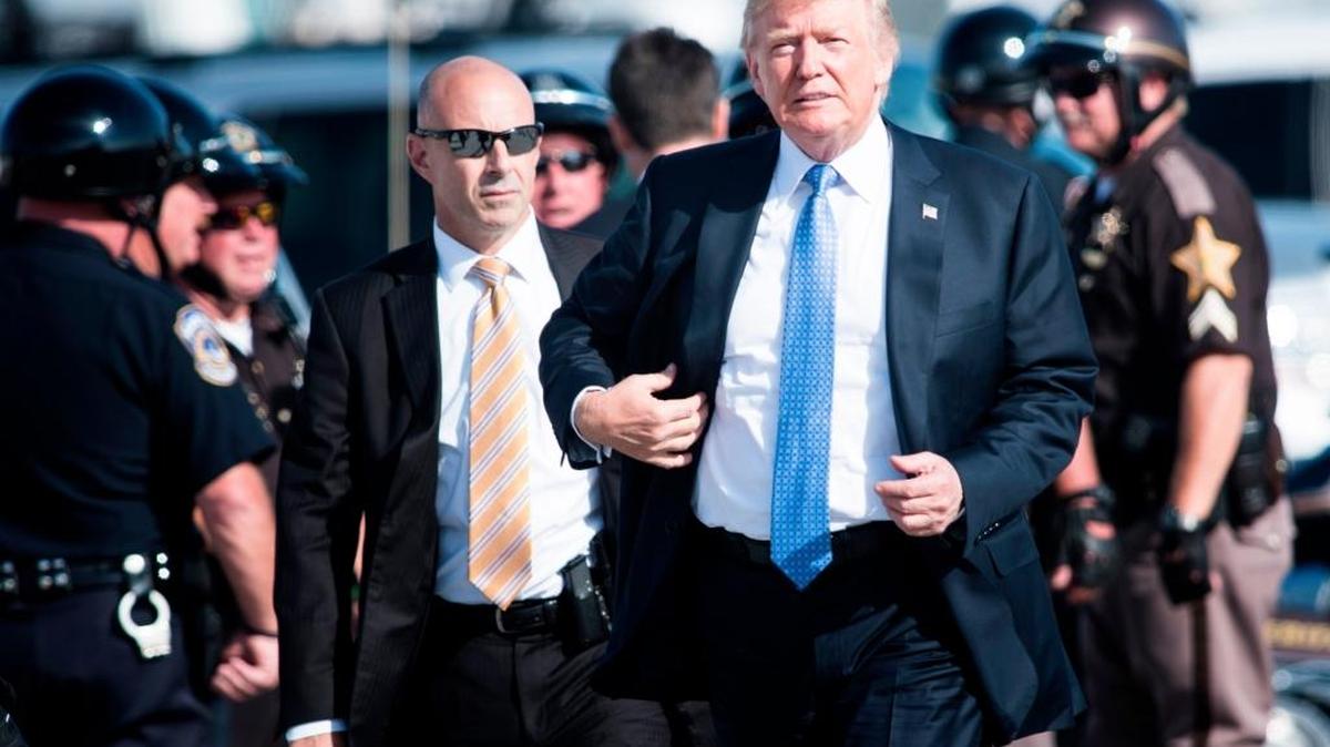El presidente Donald Trump en el Indianapolis International Airport el 27 de septiembre en Indianapolis, Indiana.