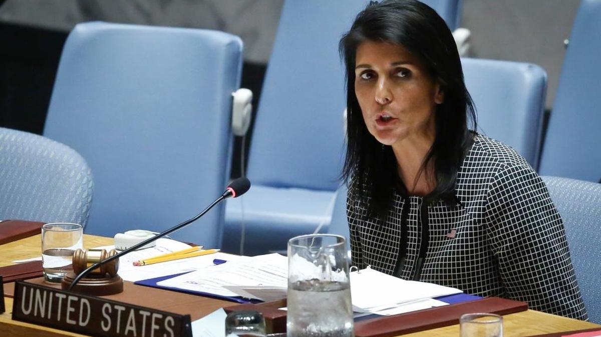 La embajadora de Washington ante la ONU, Nikki Haley, en abril. Haley dijo que Estados Unidos consideraría conversar con Corea del Norte si éste país detiene todas sus pruebas nucleares y balísticas
