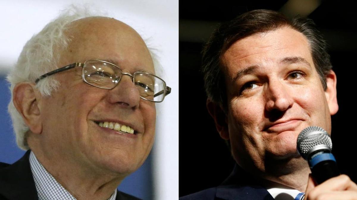 El candidato demócrata a la presidencia de EEUU Bernie Sanders (i) y el candidato republicano Ted Cruz.