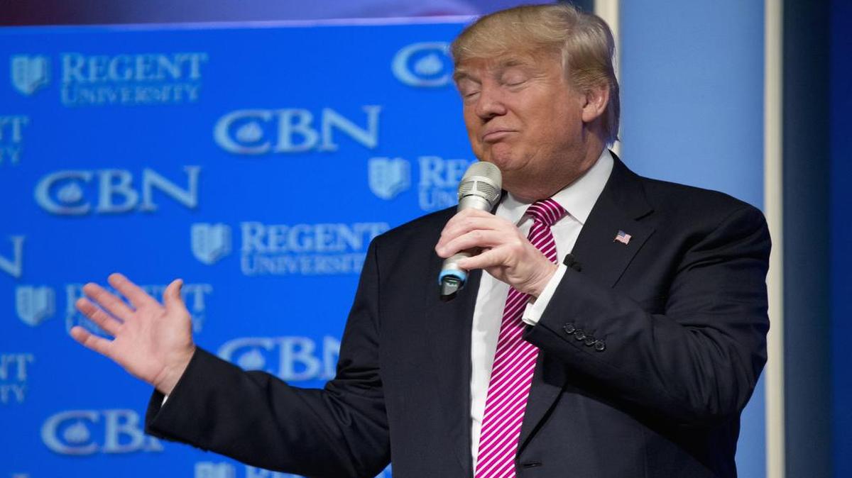 El precandidato presidencial republicano Donald Trump durante una intervención en la Universidad Regent n Virginia Beach, Virginia, el miércoles 24 de febrero.