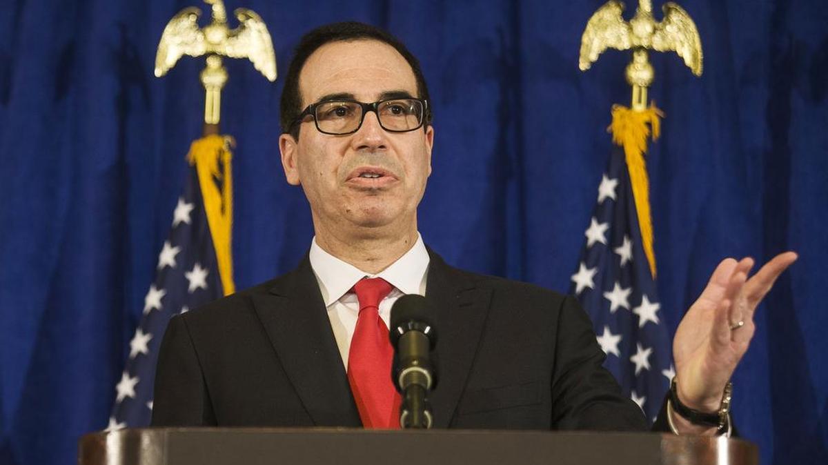 El secretario del Tesoro de Estados Unidos Steve Mnuchin, en una conferencia de prensa el 21 de septiembre de 2017.