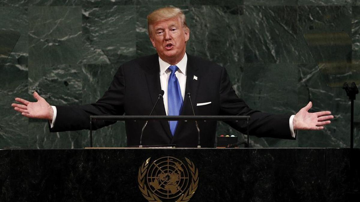 El presidente de Estados Unidos, Donald Trump, interviene durante la apertura del debate de alto nivel de la Asamblea General de la ONU, en su sede en Nueva York (Estados Unidos) el 19 de septiembre de 2017.