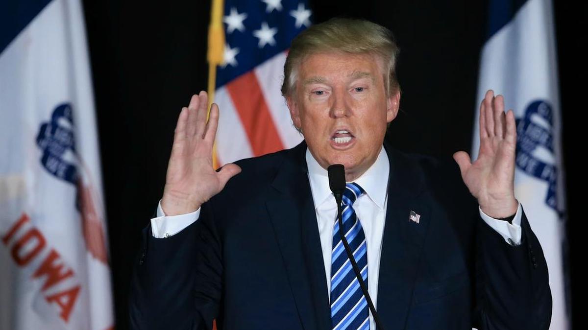 El magnate y aspirante presidencial estadounidense Donald Trump durante un acto en Iowa.