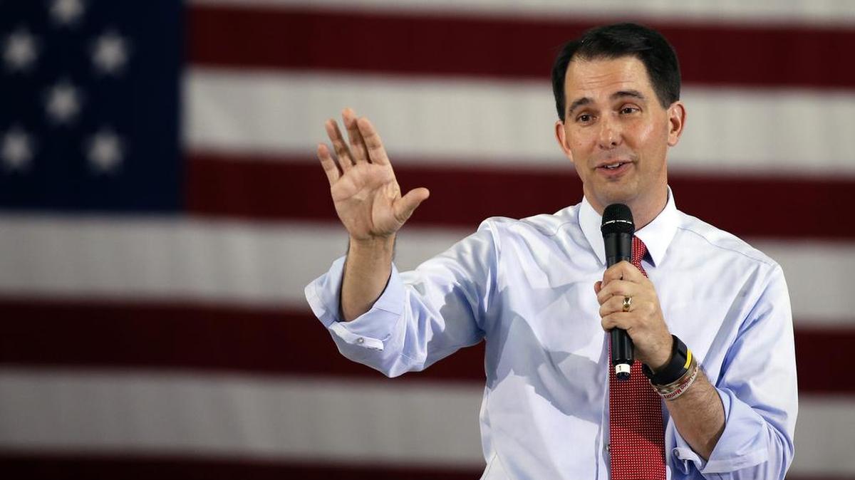 
El gobernador de Wisconsin Scott Walker en un evento de campaña en Las Vegas, el 14 de septiembre. 
