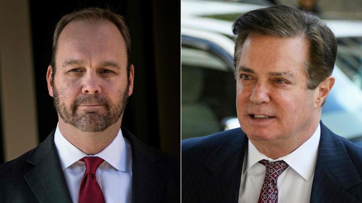  Esta combinación de imágenes muestra
el ex oficial de campaña de Trump, Rick Gates y al ex jefe de campaña del presidente Donald Trump, Paul Manafort.