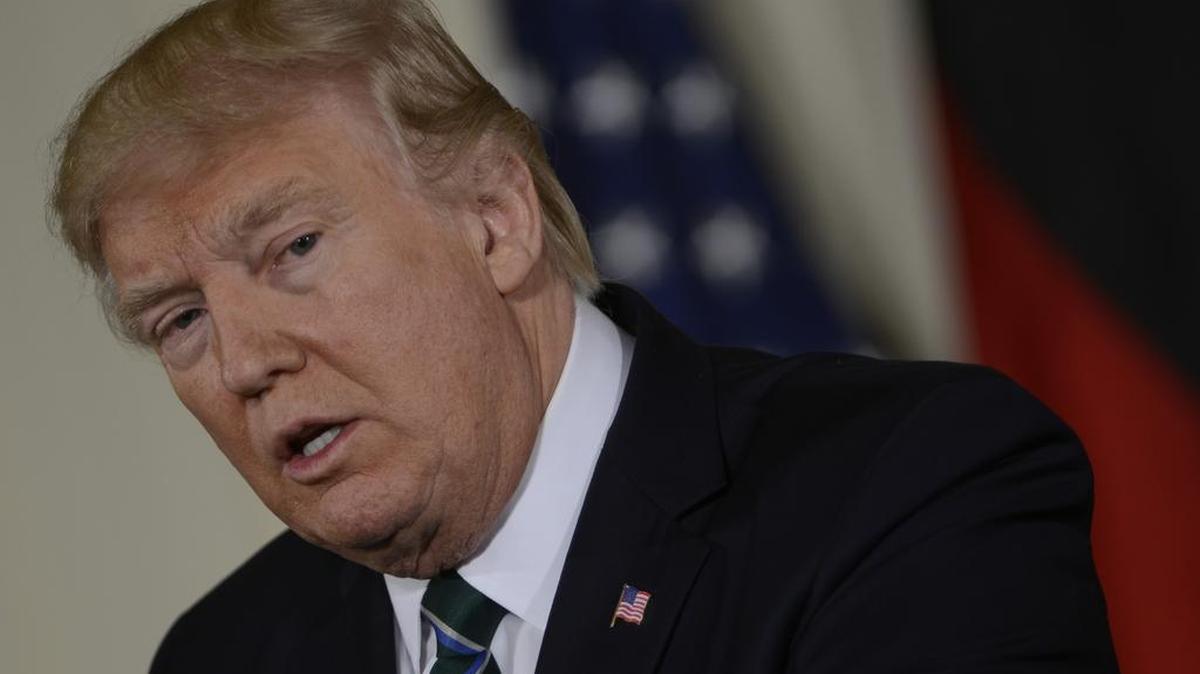 El presidente Donald Trump durante una rueda de prensa conjunta con la canciller alemana Angela Merkel en la Sala Este de la Casa Blanca el viernes 17 de marzo de 2017 en Washington DC.