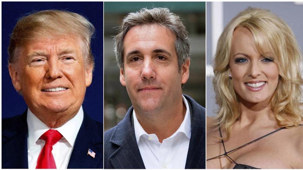 Combinación de fotografías del presidente Donald Trump, su abogado personal Michael Cohen y la actriz Stormy Daniels.