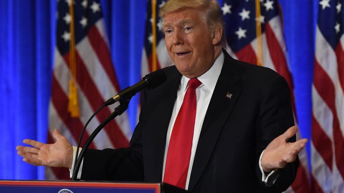 El presidente electo Donald Trump durante la conferencia de prensa el miércoles en Nueva York.