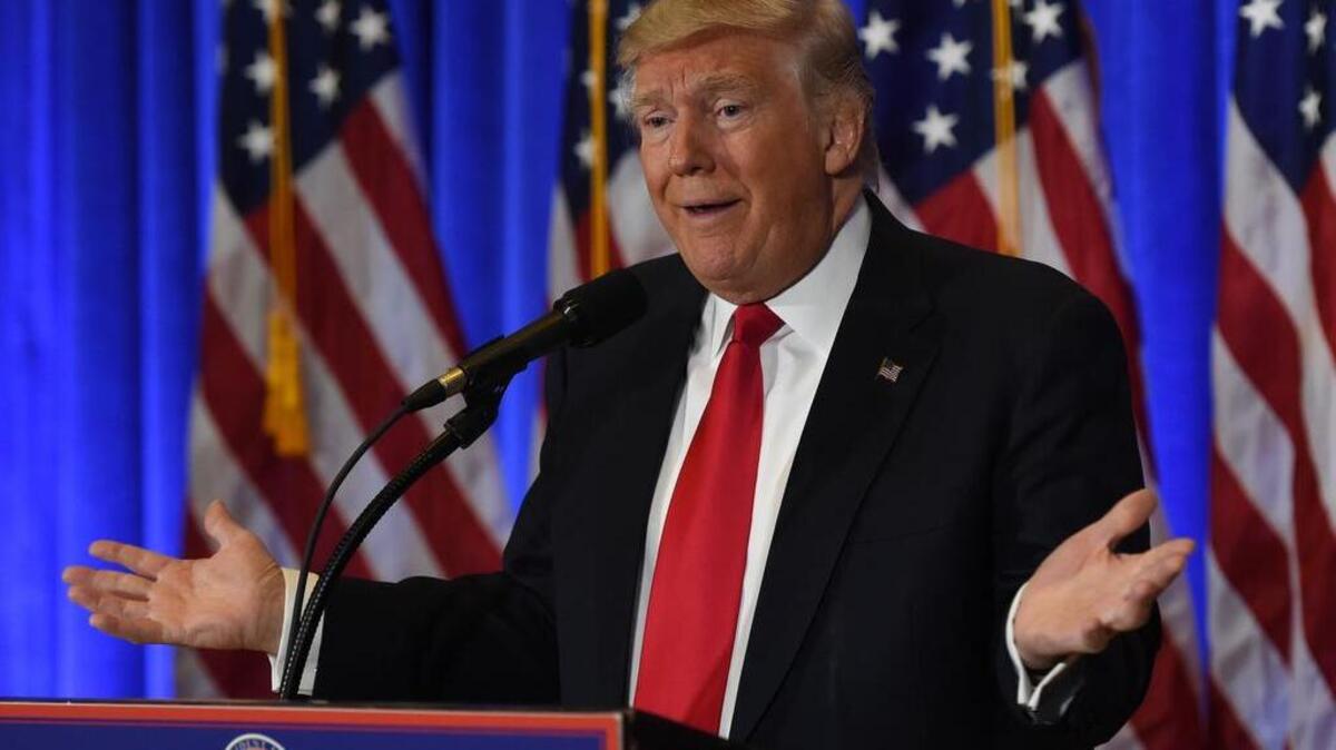 El presidente electo Donald Trump durante la conferencia de prensa el miércoles en Nueva York.
