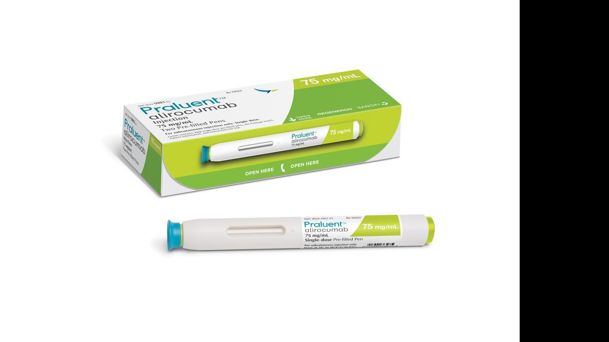 
Imagen suministrada por la farmacéutica Sanofi and Regeneron, que muestra el medicamento Praluent. Esta nueva medicina para el colesterol tiene un costo de $14,600 al año.
