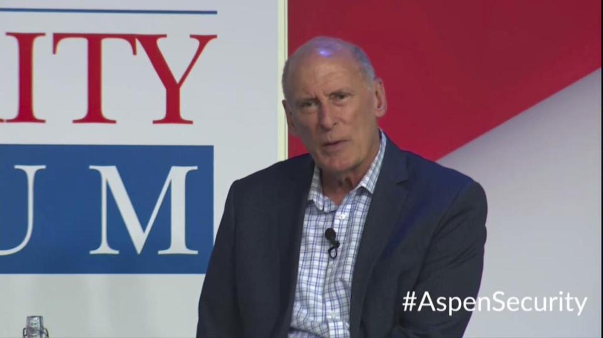 En esta imagen de video proporcionado por el Foro de Seguridad de Aspen, el Director de Inteligencia Nacional Dan Coats habla el jueves 19 de julio de 2018 en Aspen, Colorado. 