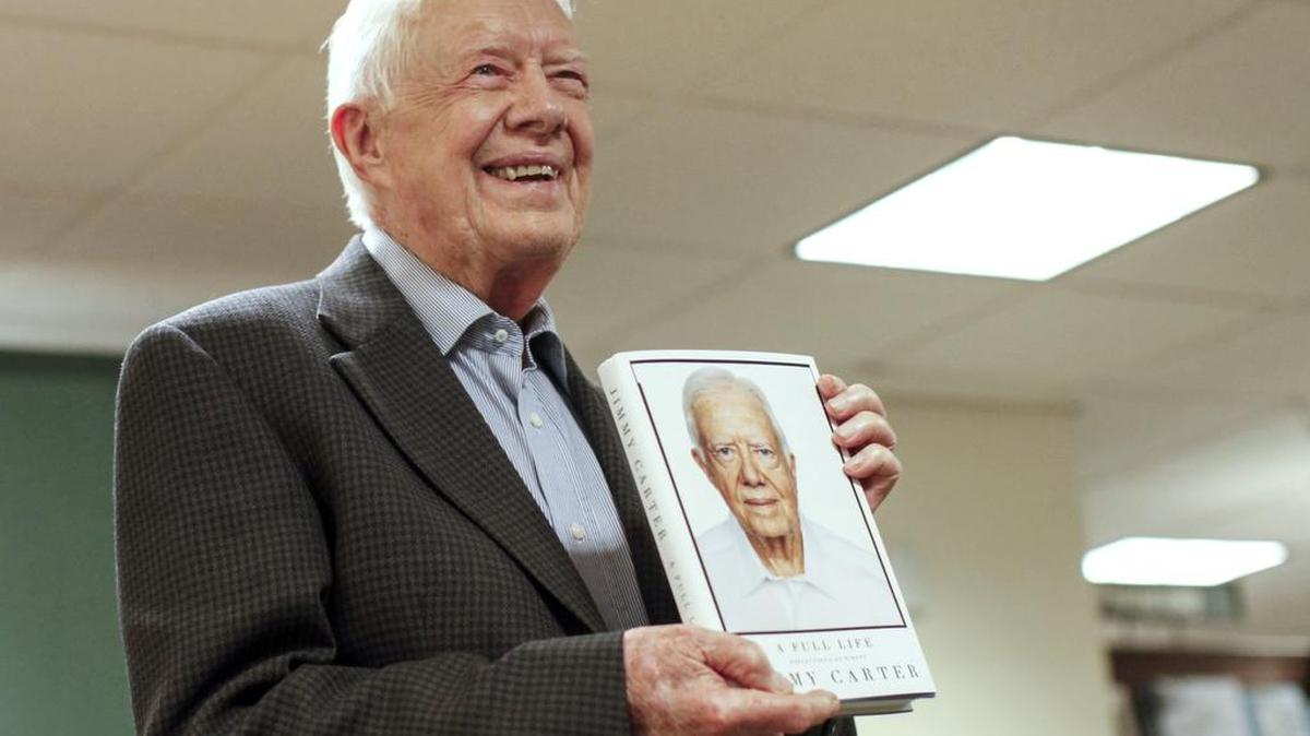 
El ex presidente Jimmy Carter durante la presentación de su libro ‘Una vida plena. Reflexiones a los 90’. 
