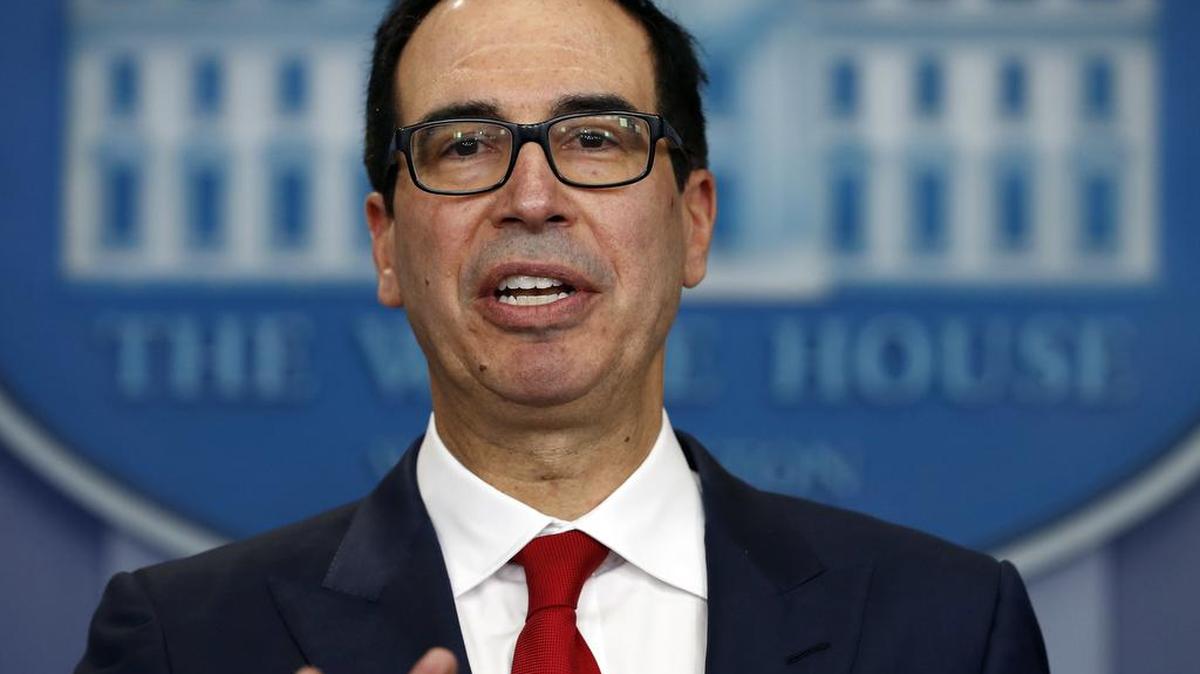 El secretario del Tesoro de Estados Unidos, Steven Mnuchin, durante una conferencia de prensa en la Casa Blanca el 25 de agosto de 2017.